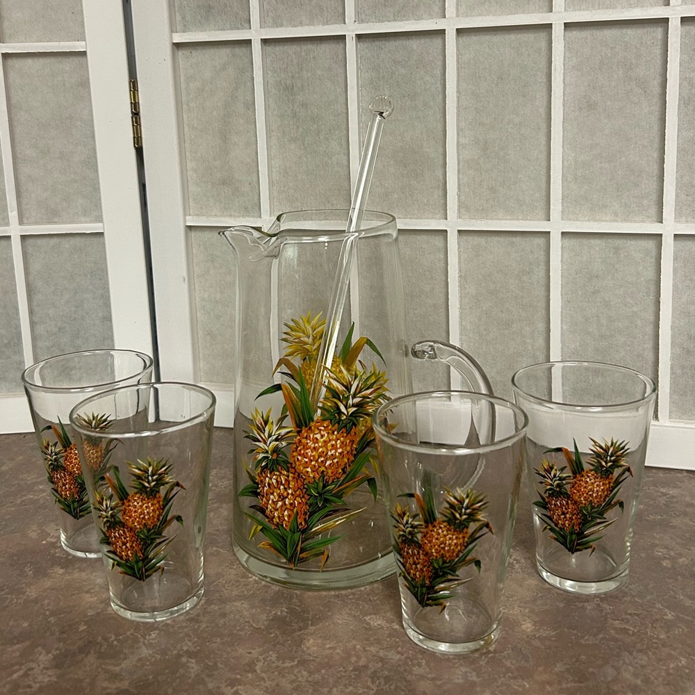 MCM Glass Pineapple Bar Set - Picture 2 of 11